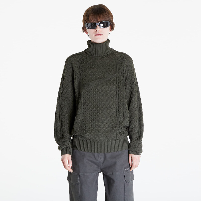 Pánský svetr Nike Life Men's Cable Knit Turtleneck Sweater Cargo Khaki