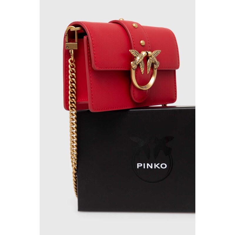 Kožená kabelka Pinko červená barva, 100064.A0F1