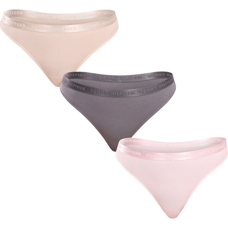 3PACK dámská tanga Tommy Hilfiger nadrozměr vícebarevná (UW0UW04480 0R4)