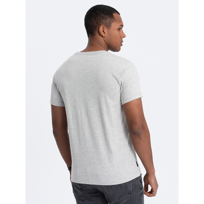 Ombre Clothing Pánské klasické bavlněné tričko BASIC - šedé V3 OM-TSBS-0146