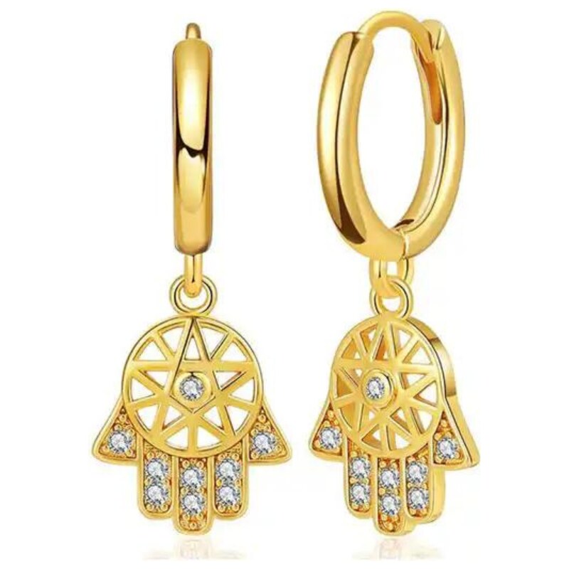 Olivie Stříbrné náušnice HAMSA GOLD 8261