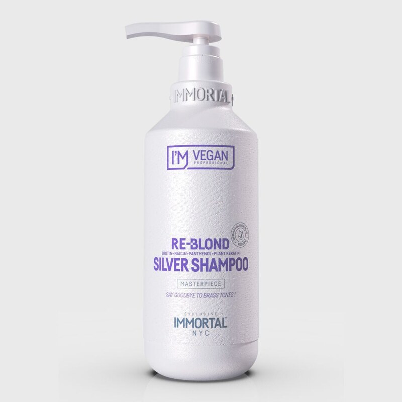 Immortal VEGAN Re-Blond Silver Shampoo šampon pro neutralizaci žlutých tónů a pro šedivé vlasy 500 ml