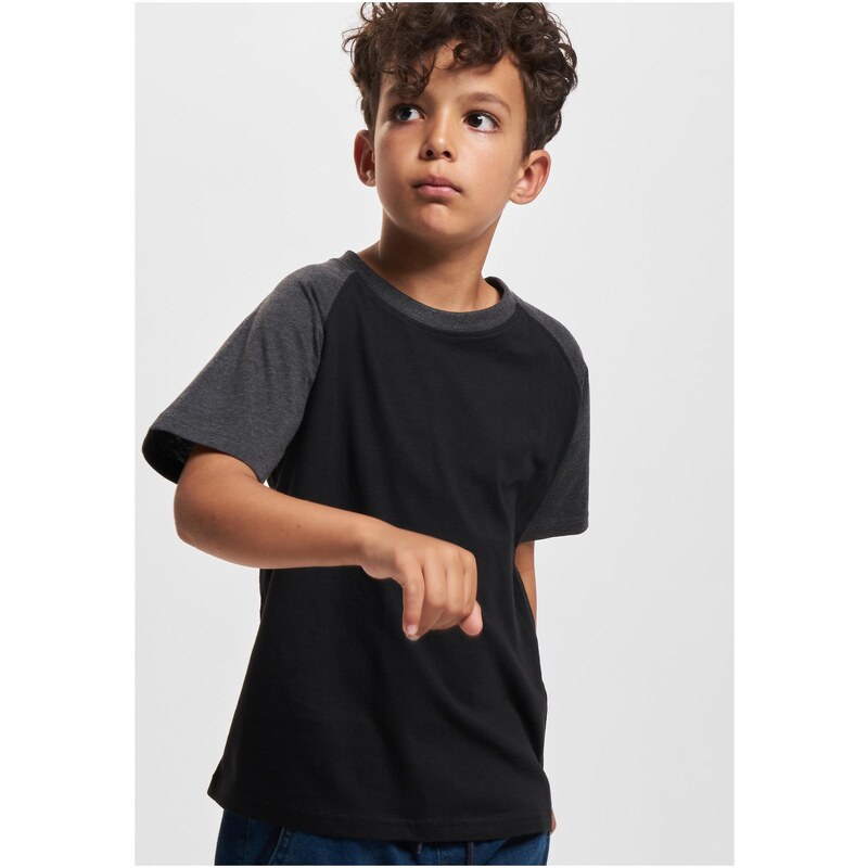 Urban Classics Kids Boys Raglan Contrast Tee černá/uhlová