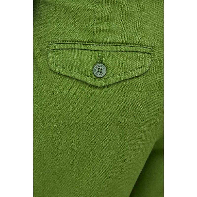 Kraťasy United Colors of Benetton dámské, zelená barva, hladké, high waist