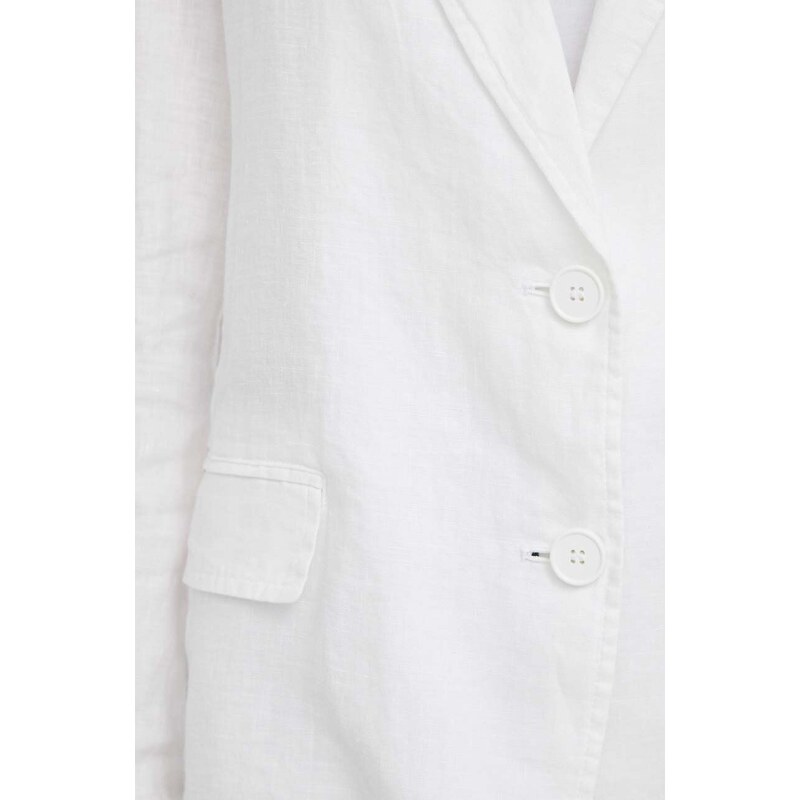 Plátěná bunda United Colors of Benetton bílá barva, jednořadá, hladká