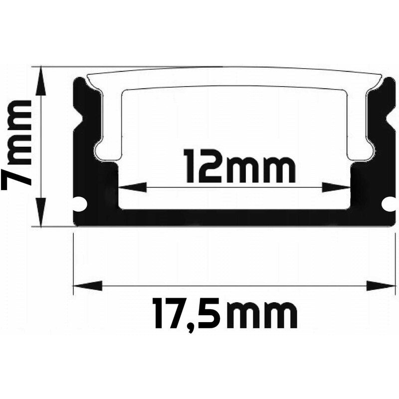 BERGE Plochý profil BRG-24 pro LED pásky, černý, 1m + opálové stínidlo + rukojeť + koncovky