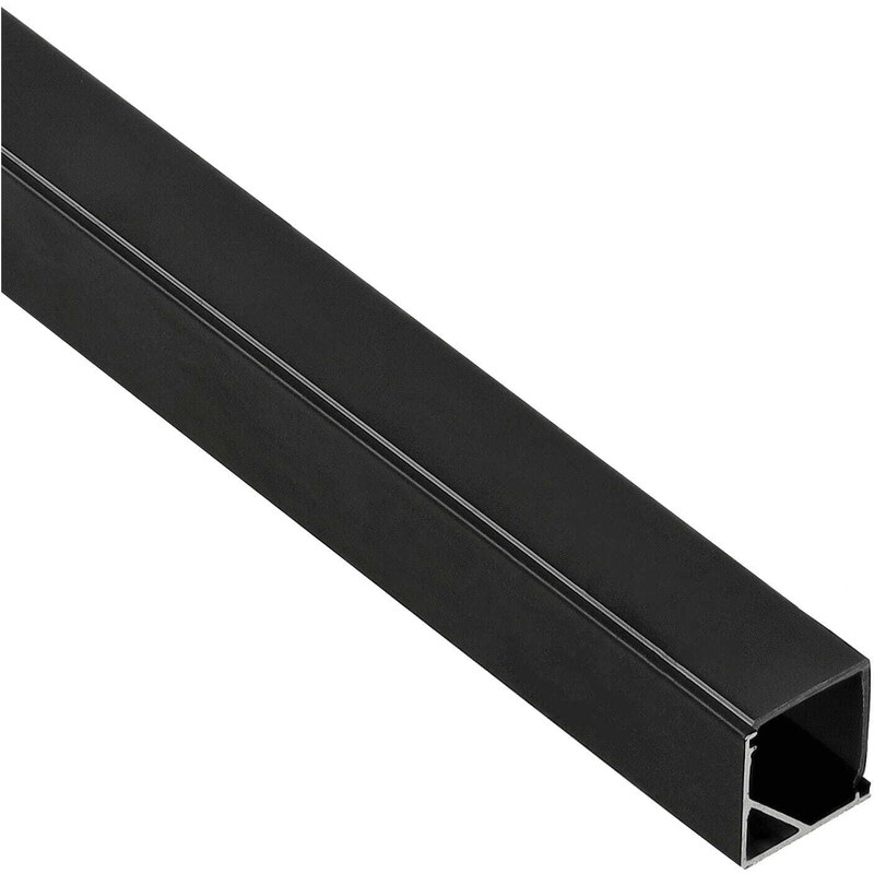 BERGE Rohový profil BRG-20 pro LED pásky, černý, 2m + čtvercové černé stínidlo