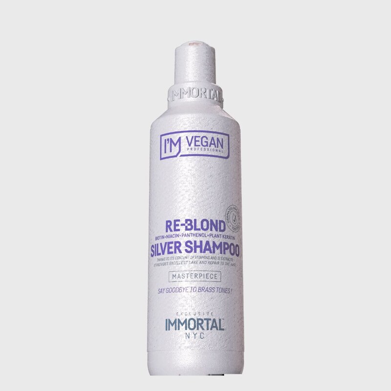 Immortal VEGAN Re-Blond Silver Shampoo šampon pro neutralizaci žlutých tónů a pro šedivé vlasy 250 ml