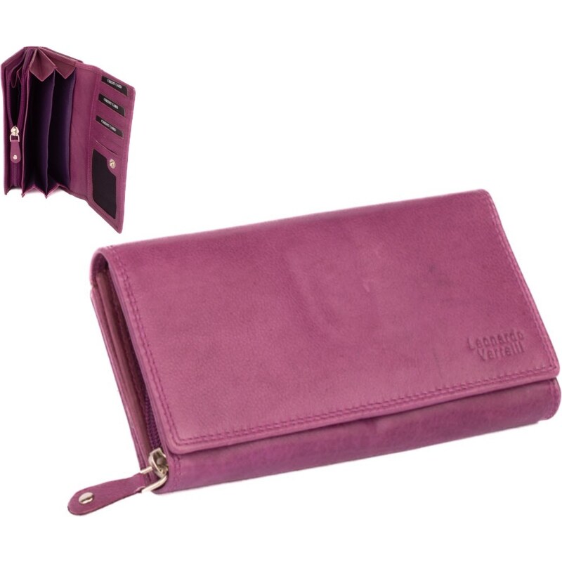 Leonardo Verrelli Fialová peněženka kožená dámská