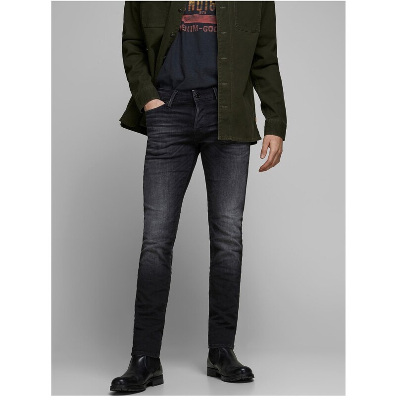 Černé slim fit džíny Jack & Jones Glenn - Pánské