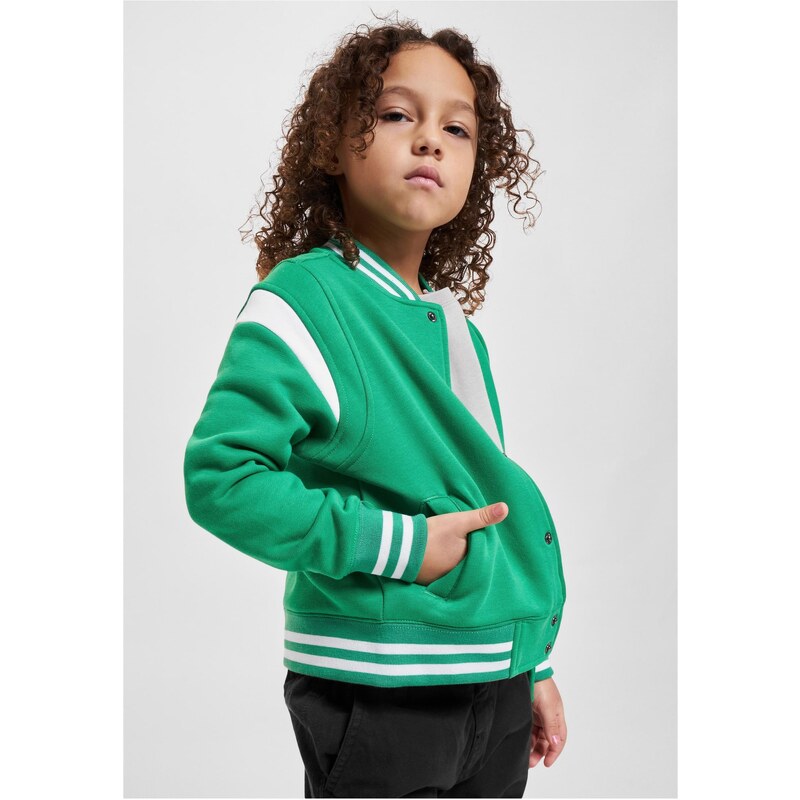 Urban Classics Kids Boys Inset College Sweat Jacket bodegagreen/bílá