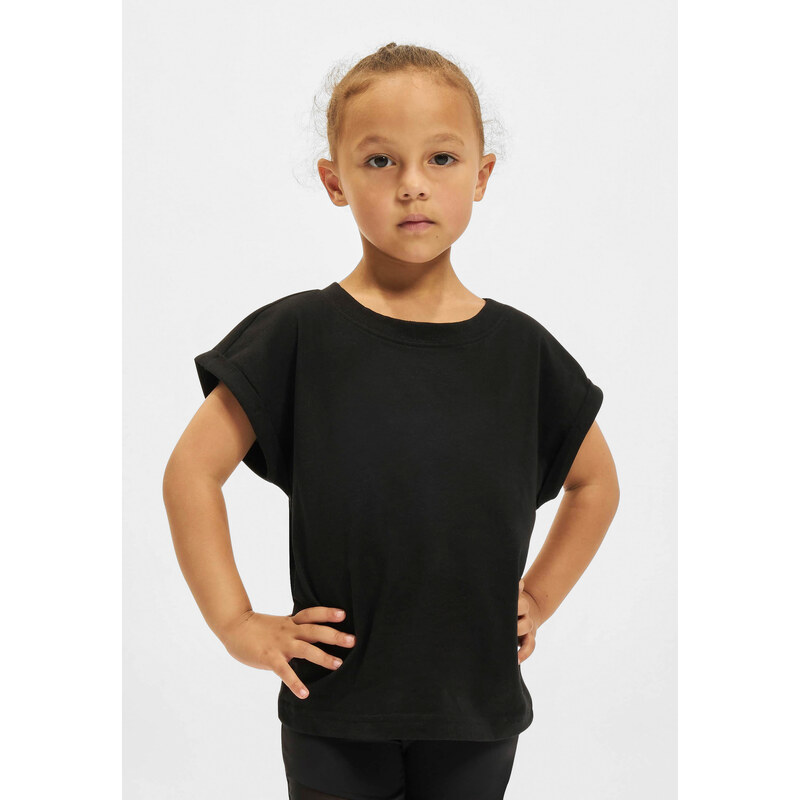 Urban Classics Kids Dívčí organické tričko s prodlouženým ramenem černé