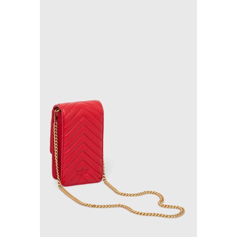 Kožená kabelka Pinko červená barva, 102739.A0GK