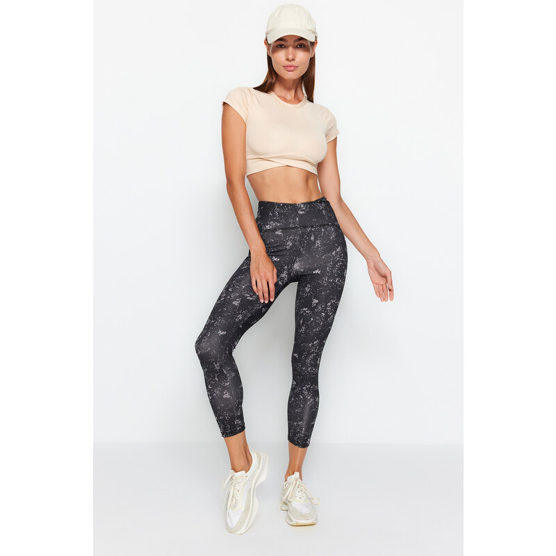 Trendyol Anthracite Patterned Recovery Full Length Knitted Sports Leggings