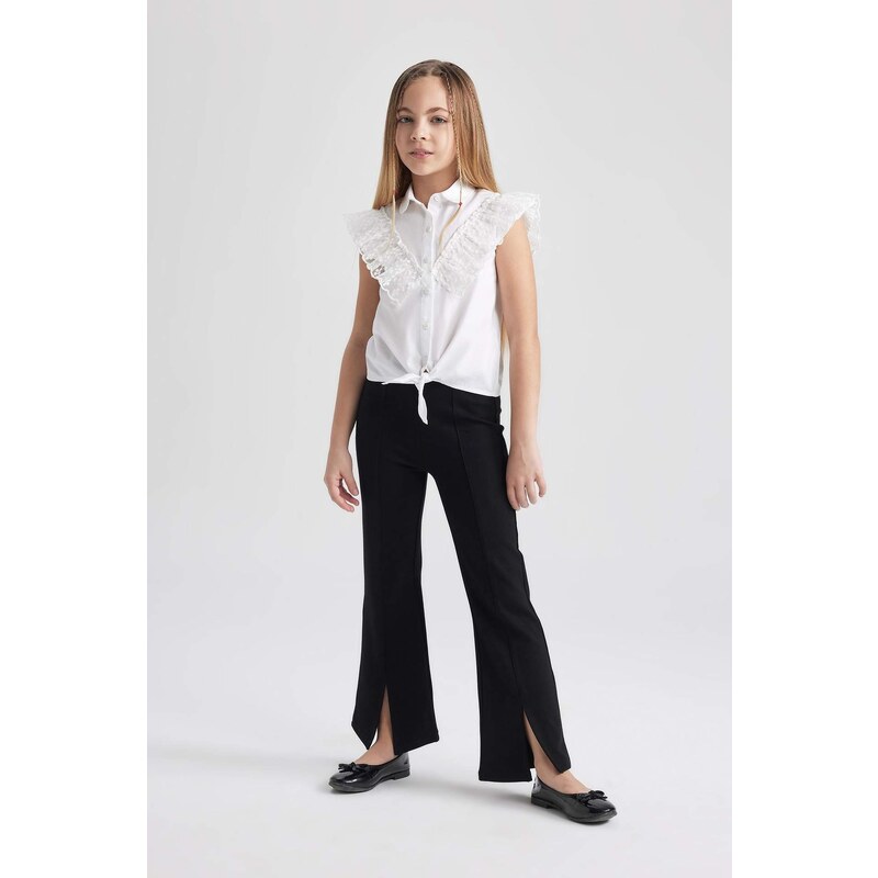 DEFACTO Girl Child Black Spanish Slit Leg Trousers