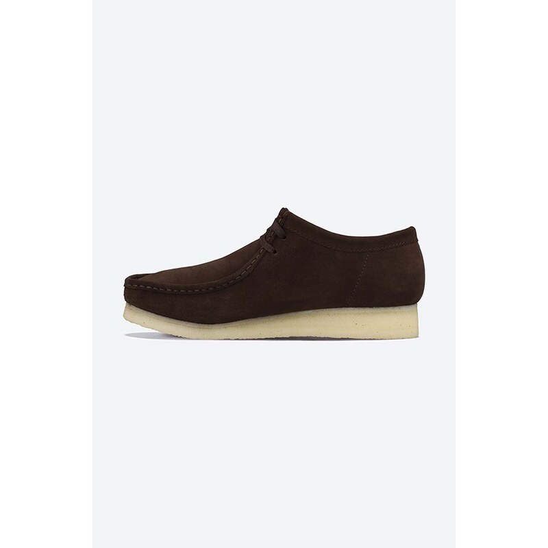 Semišové polobotky Clarks Originals Wallabee pánské, hnědá barva, 26156606