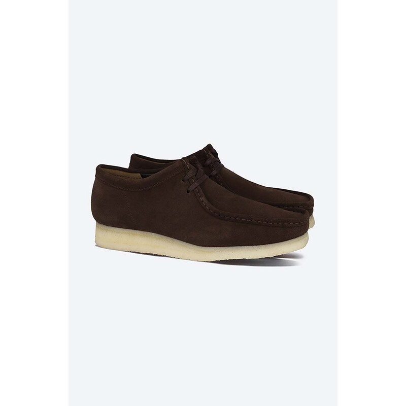 Semišové polobotky Clarks Originals Wallabee pánské, hnědá barva, 26156606