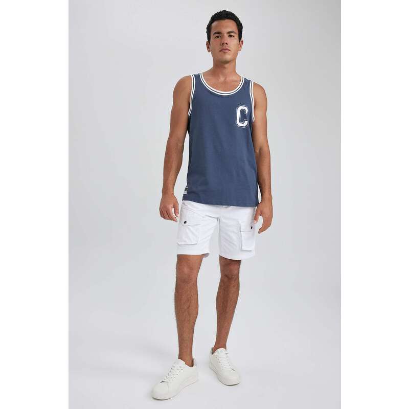 DEFACTO Regular Fit Printed Crew Neck Combed Tank Top