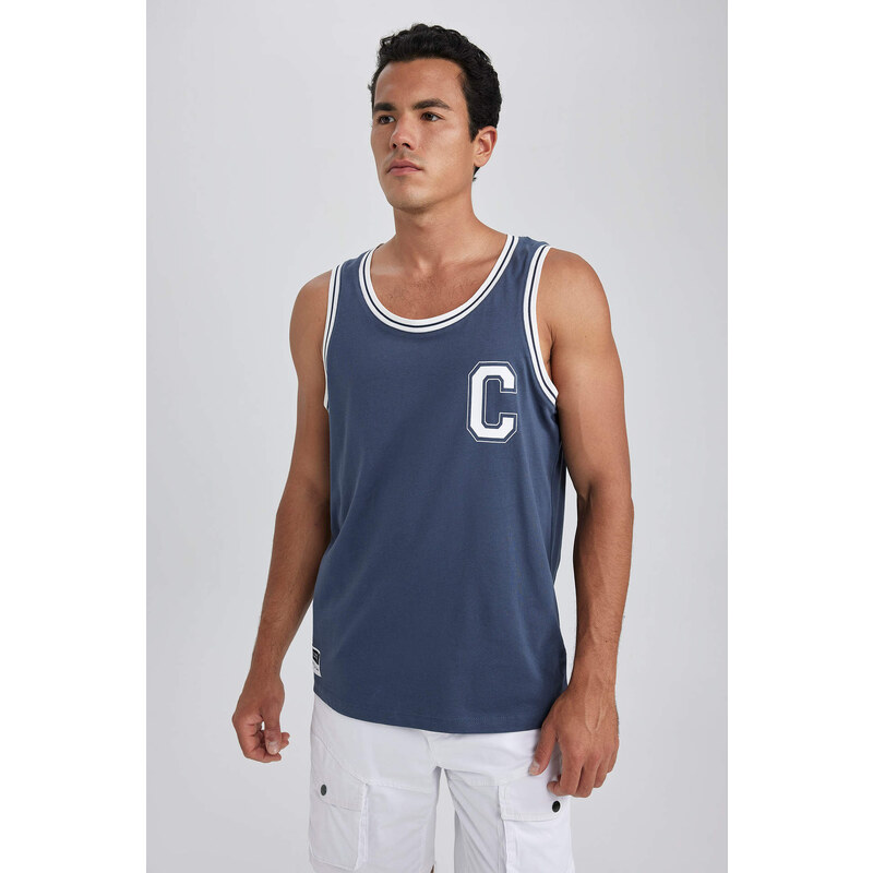 DEFACTO Regular Fit Printed Crew Neck Combed Tank Top