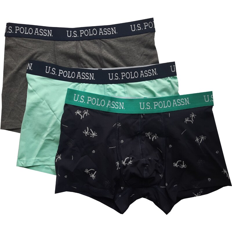 U.S. POLO ASSN. 3Pack boxerky 80446 tm.modrá, mint, tm.šedá