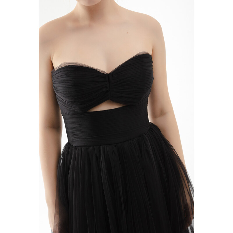 Lafaba Women's Black Strapless Tulle Evening Dress