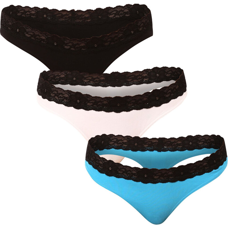 3PACK dámská tanga Styx s krajkou vícebarevná (3ITK96019) 88930766