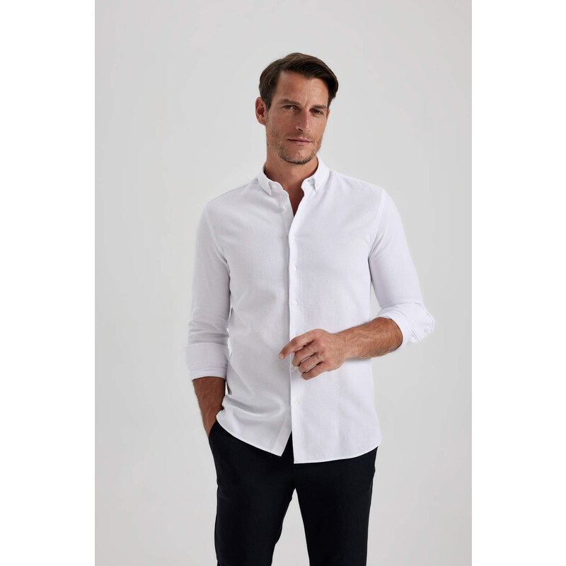 DEFACTO Modern Fit Shirt Collar Long Sleeve Shirt