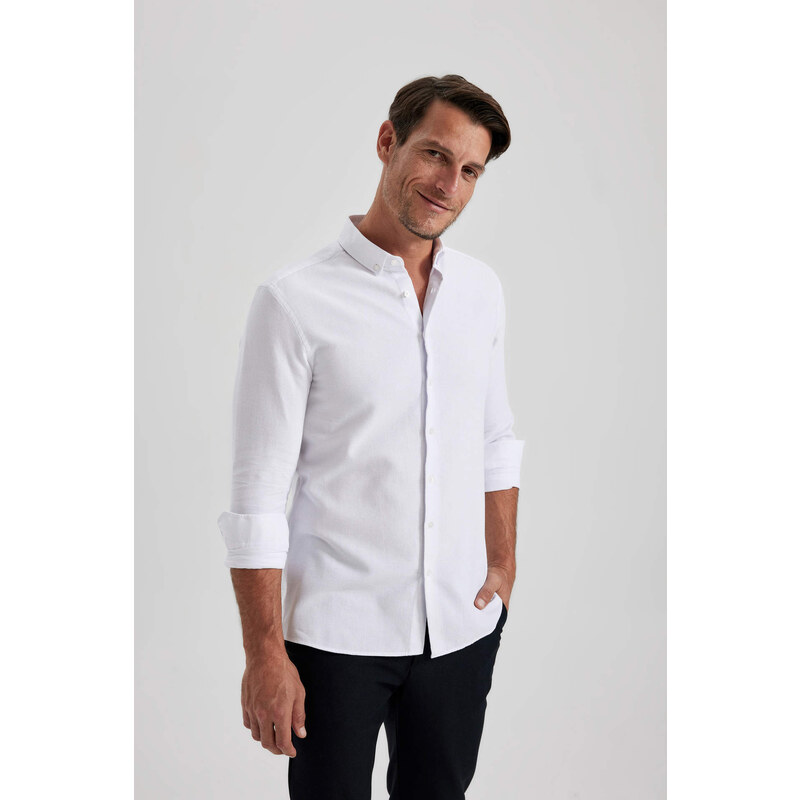 DEFACTO Modern Fit Shirt Collar Long Sleeve Shirt