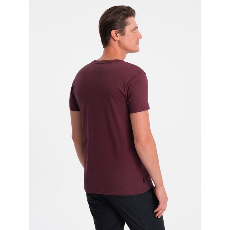 Ombre BASIC men's classic cotton T-shirt with a crew neckline - maroon