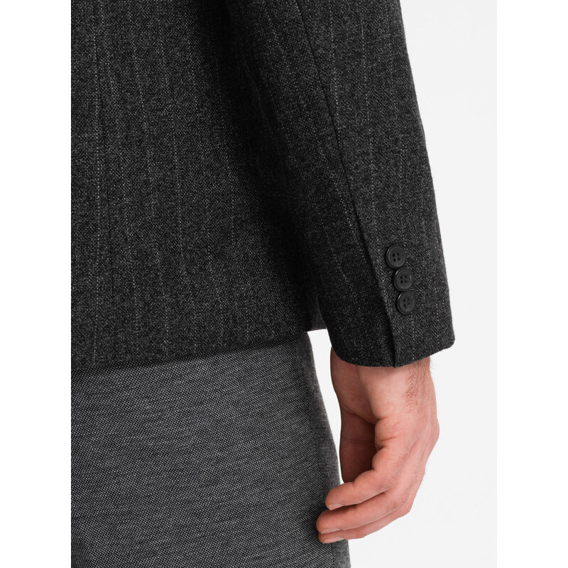 Ombre Stylish men's jacquard jacket with delicate stripes - graphite