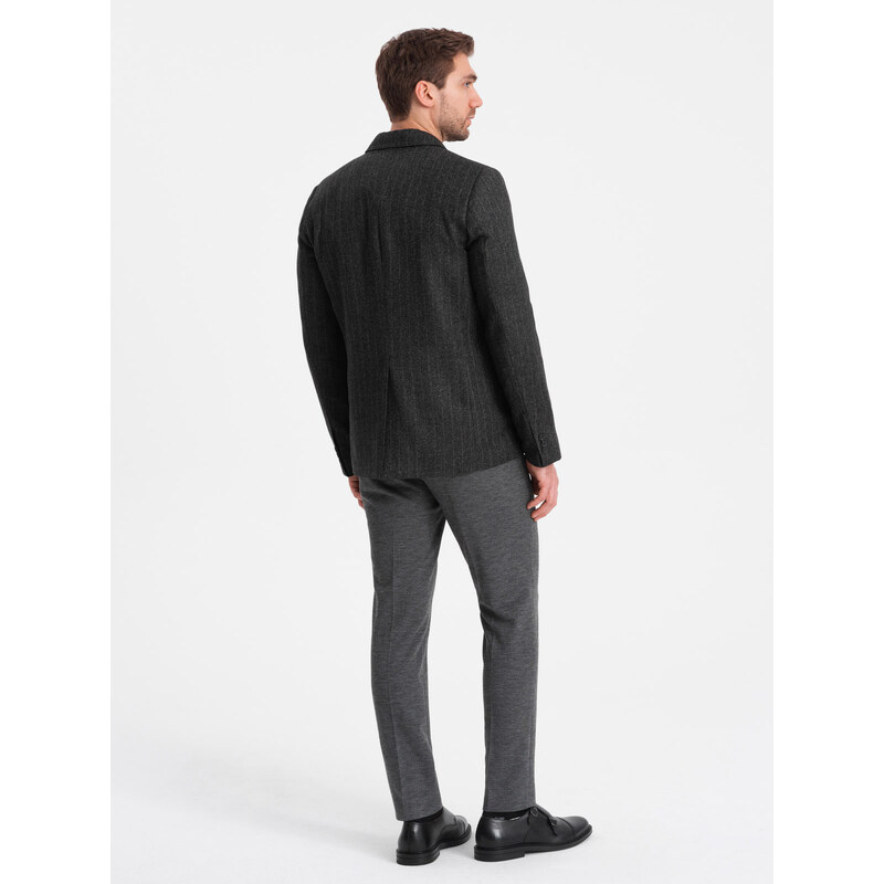 Ombre Stylish men's jacquard jacket with delicate stripes - graphite