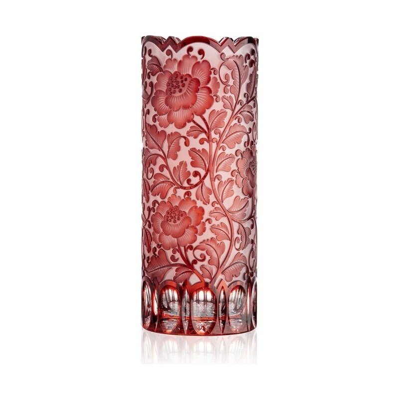 Bohemia Crystal Ručně broušená váza Blossom Rubín 300mm