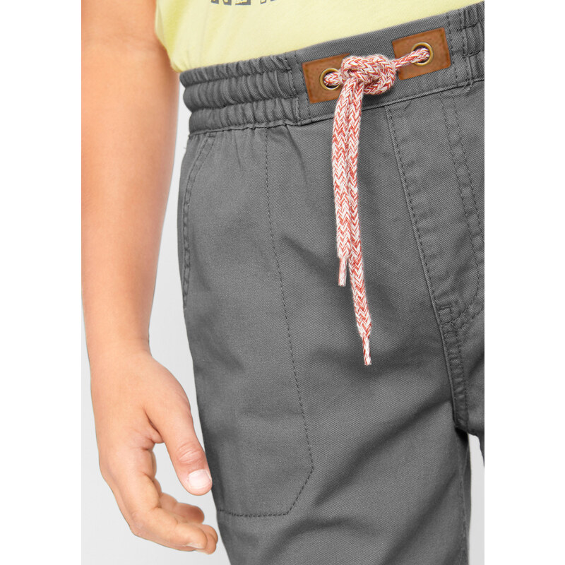 bonprix Ležérní termo kalhoty s měkkou bavlněnou podšívkou pro chlapce Šedá