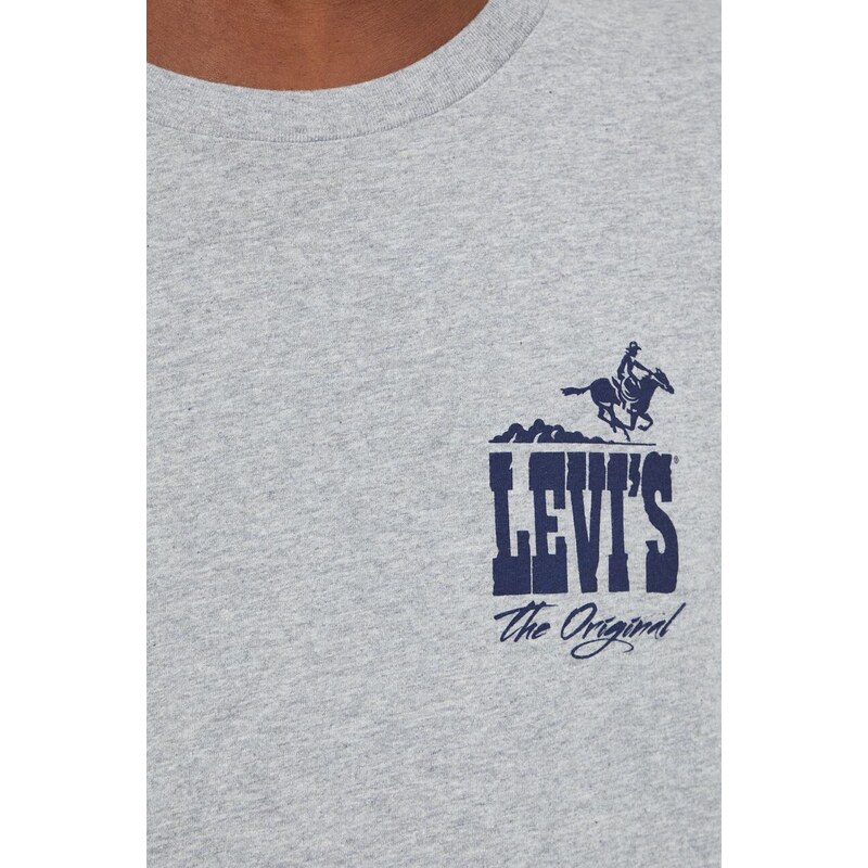 Bavlněné tričko Levi's šedá barva, s potiskem