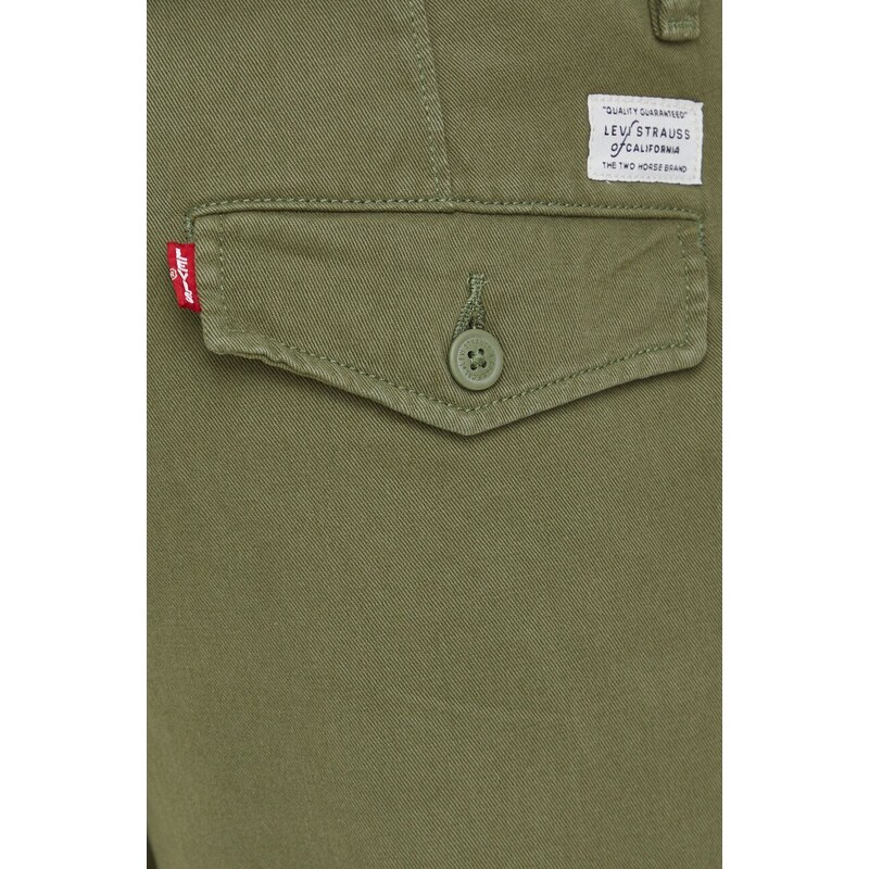Bavlněné kalhoty Levi's zelená barva, jednoduché