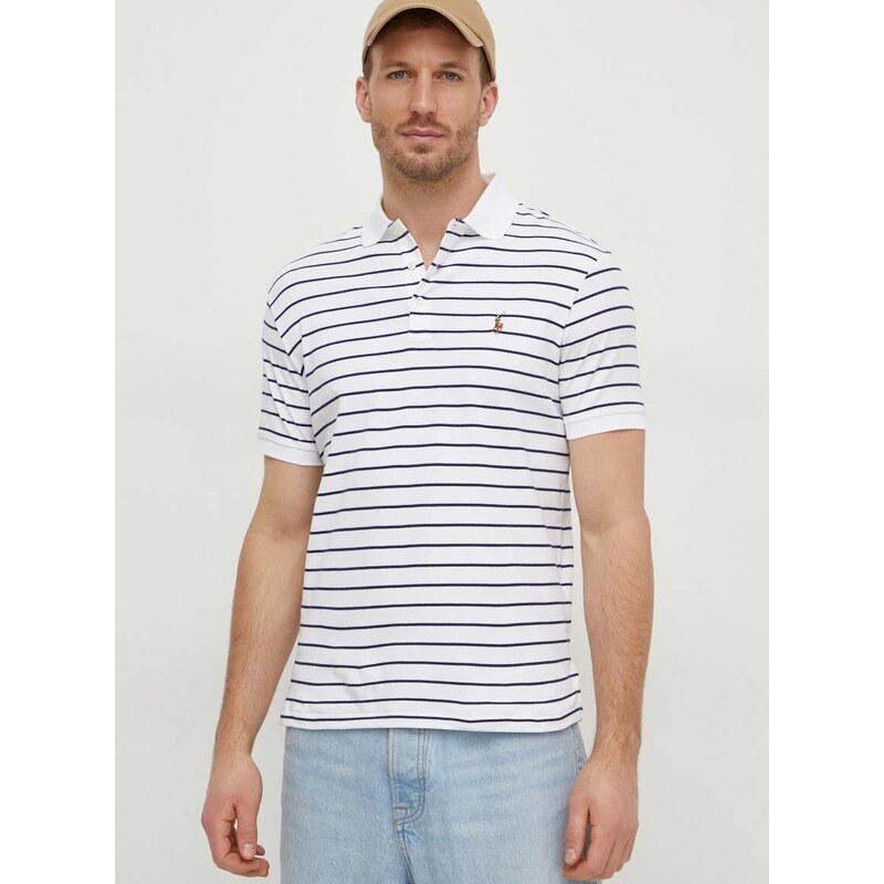 Bavlněné polo tričko Polo Ralph Lauren bílá barva