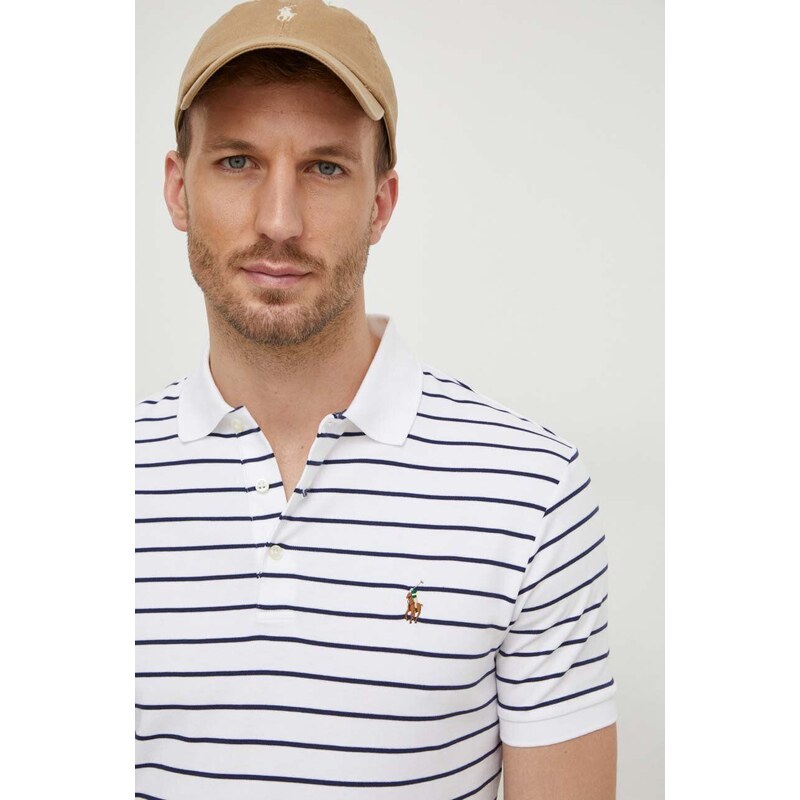 Bavlněné polo tričko Polo Ralph Lauren bílá barva