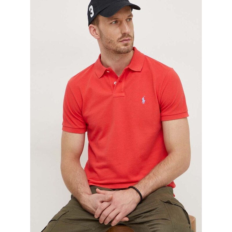 Bavlněné polo tričko Polo Ralph Lauren červená barva