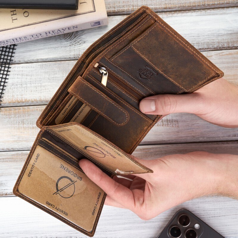 Pánská kožená peněženka Brodrene G-10 vintage hnědá