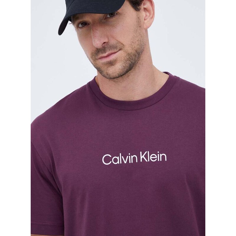 Bavlněné tričko Calvin Klein fialová barva