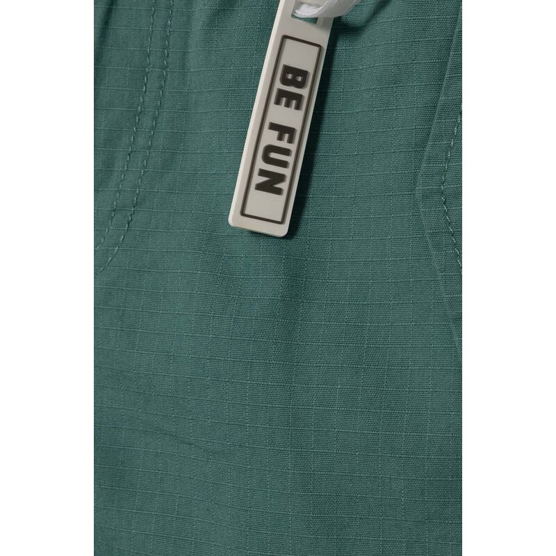 Dětské bavlněné kalhoty United Colors of Benetton zelená barva, hladké