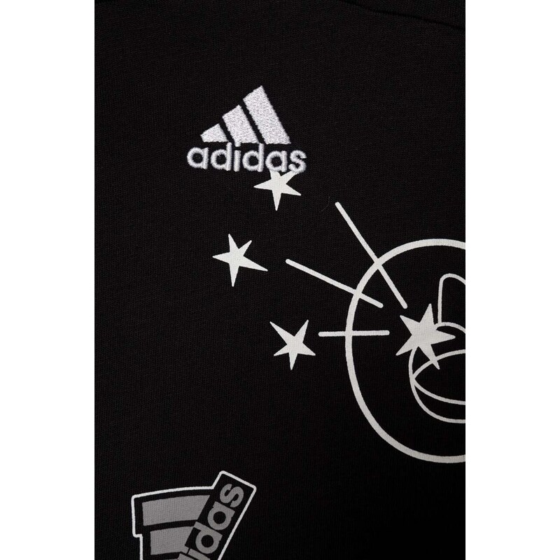 Dětské bavlněné tričko adidas černá barva