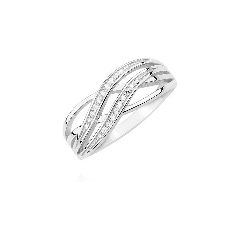 Stříbrný prsten se zirkony bílý Z1411A 11545 - 49 | EU-9 | UK-J | USA-5
