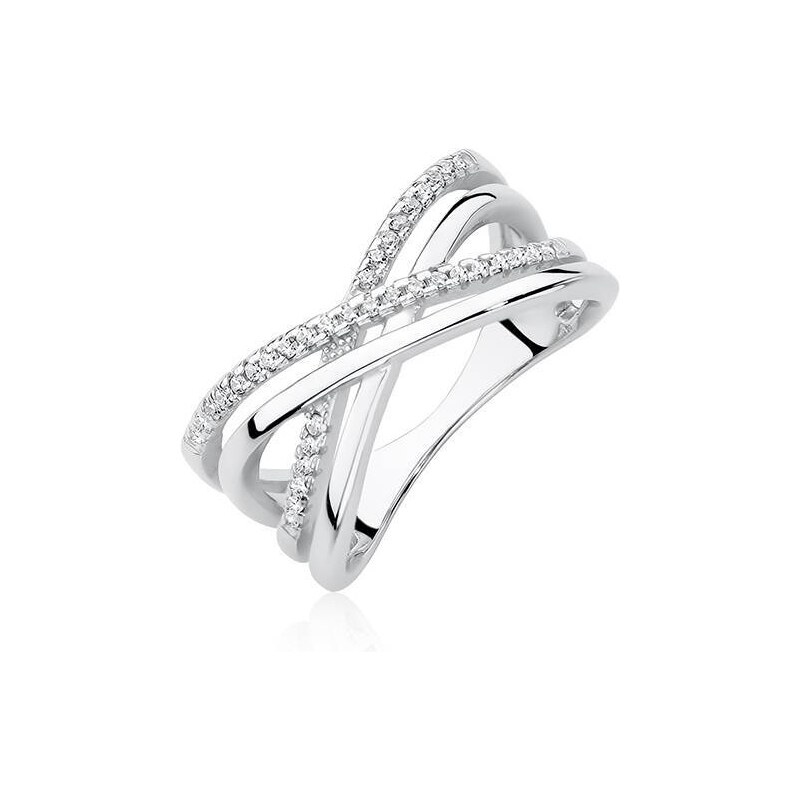 Stříbrný rhodiovaný prsten se zirkony Z1557A - 50 | EU-10 | UK-K | USA-5,5