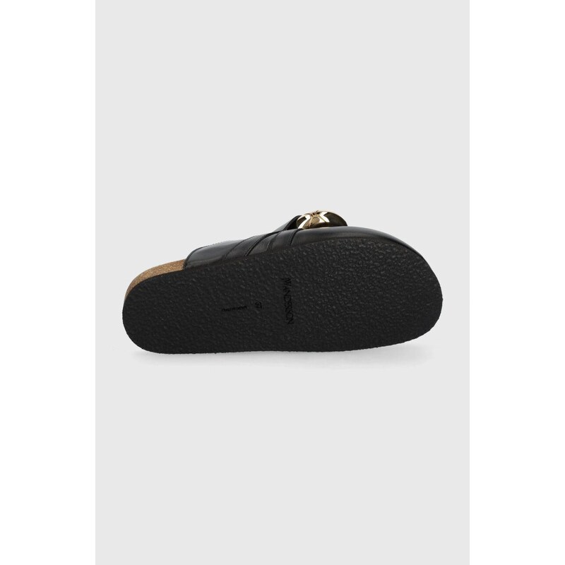 Kožené pantofle JW Anderson Chain Loafer dámské, černá barva, ANW35004E