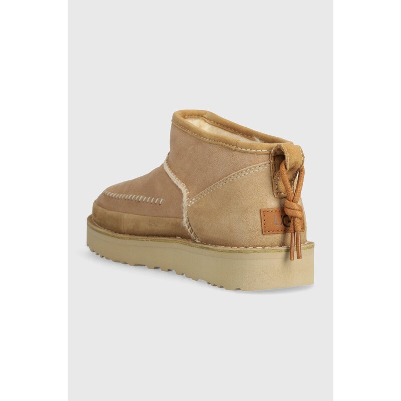 Semišové sněhule UGG Ultra Mini Crafted Regenerate béžová barva, 1152953