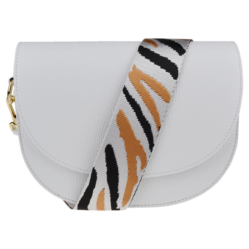 Bílá kožená italská crossbody kabelka Ramona Bianca s přídavným