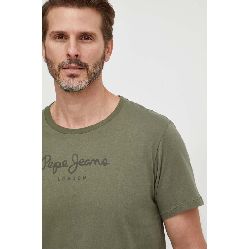 Bavlněné tričko Pepe Jeans Eggo zelená barva, s potiskem