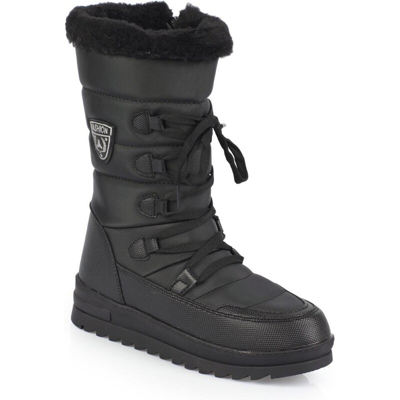 Capone Outfitters Trak Sole Women's Snow Boots with Side Zippered Collar Furry Laced Parachute Fabric