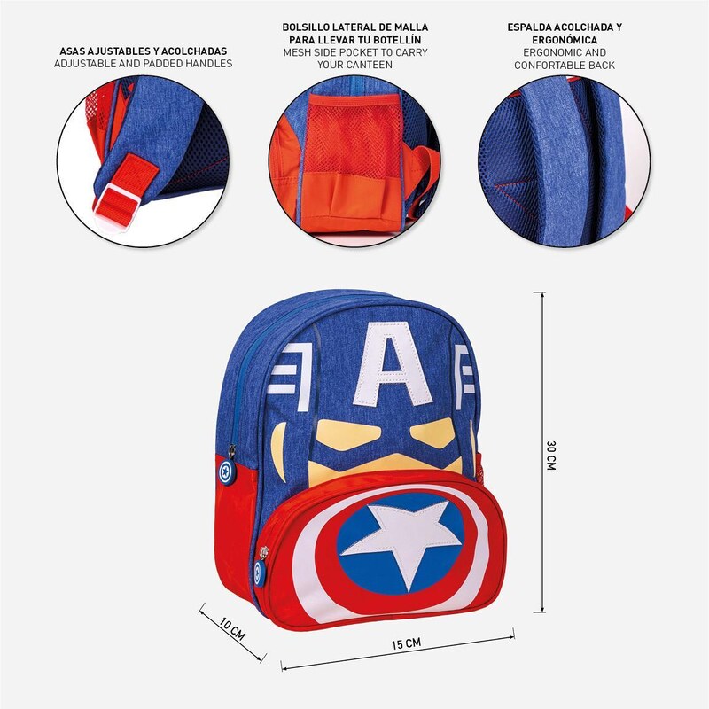 KIDS BACKPACK SCHOOL AVENGERS CAPITAN AMERICA